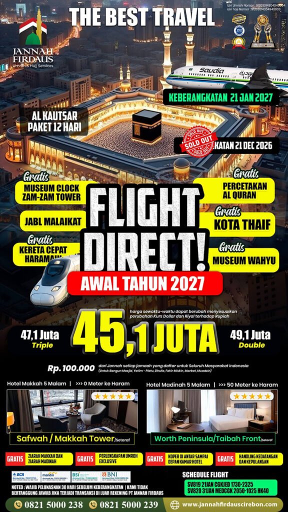 umroh awal tahun 2027 jannah firdaus cirebon paket alkautsar